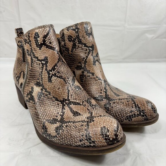 Lucky Brand Basel Snake Python Ankle Boots Booties size 9.5 - Picture 1 of 12